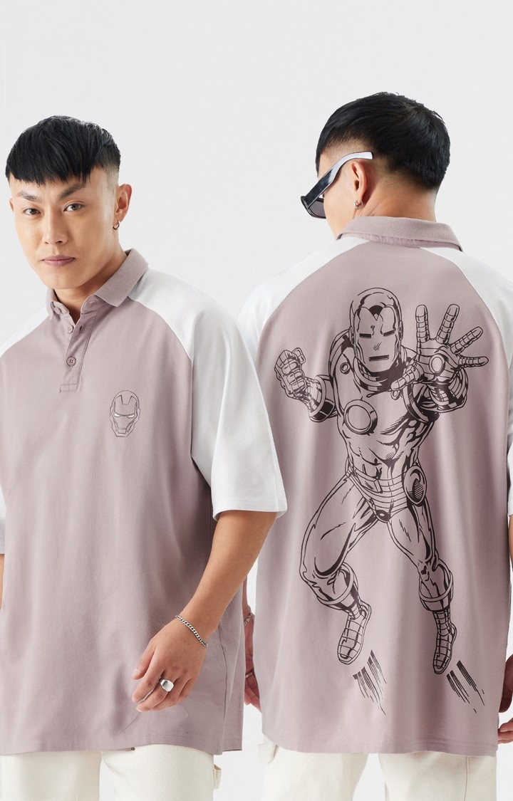 Men's Iron Man: Mask Oversized Polo T-Shirt