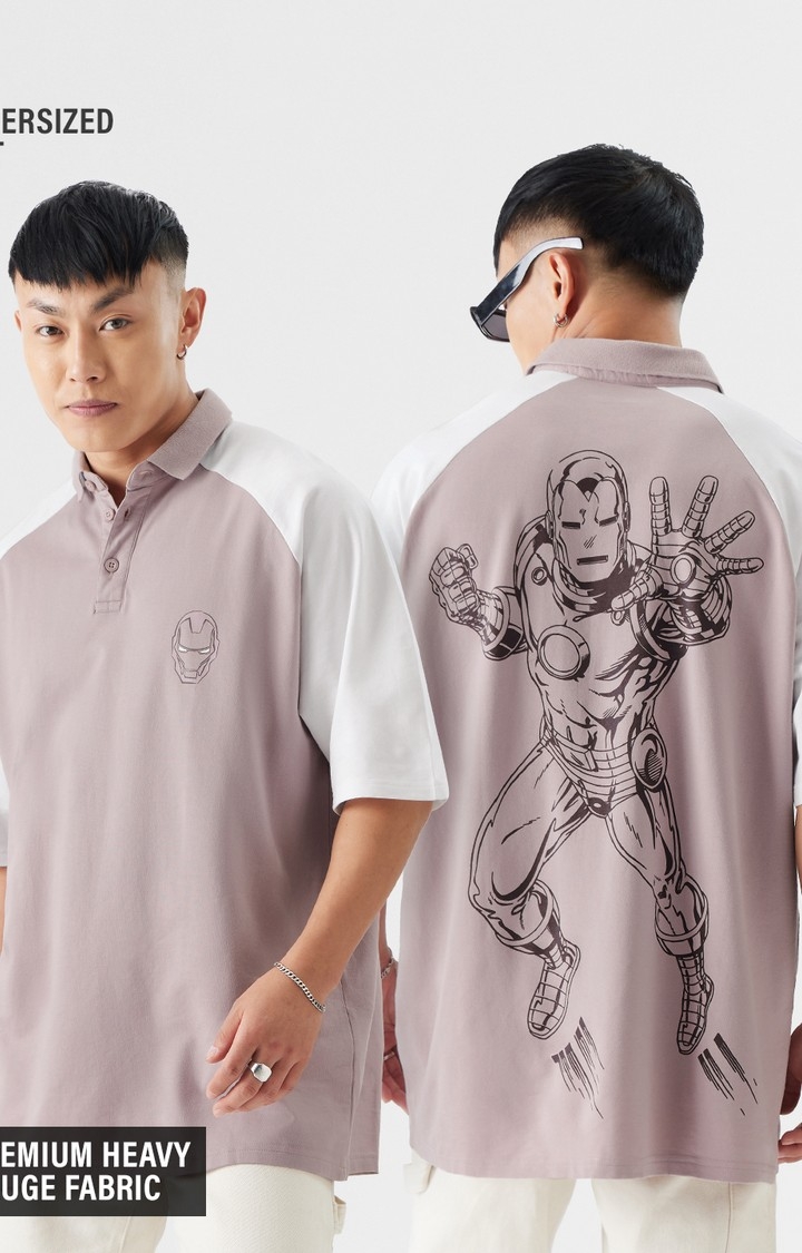 The Souled Store | Men's Iron Man: Mask Oversized Polo T-Shirt