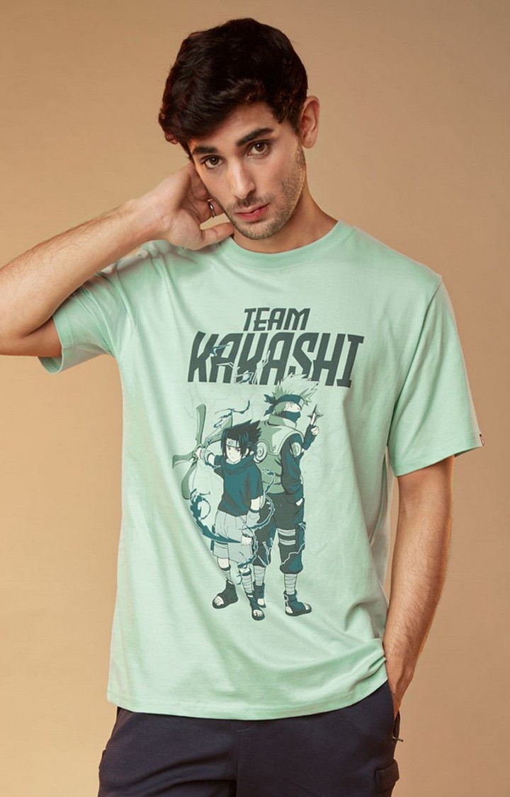 Men's Naruto: Team Kakashi Green Printed Regular T-Shirt