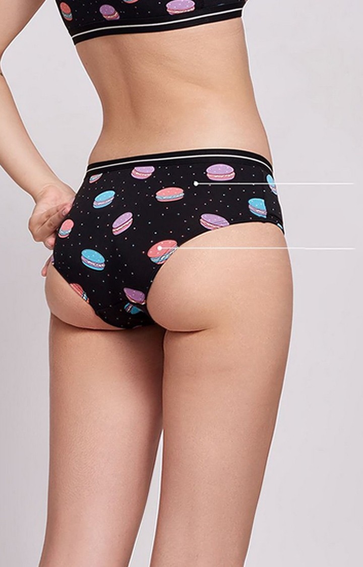Women's Black Popsicle Pattern Hipster Panties