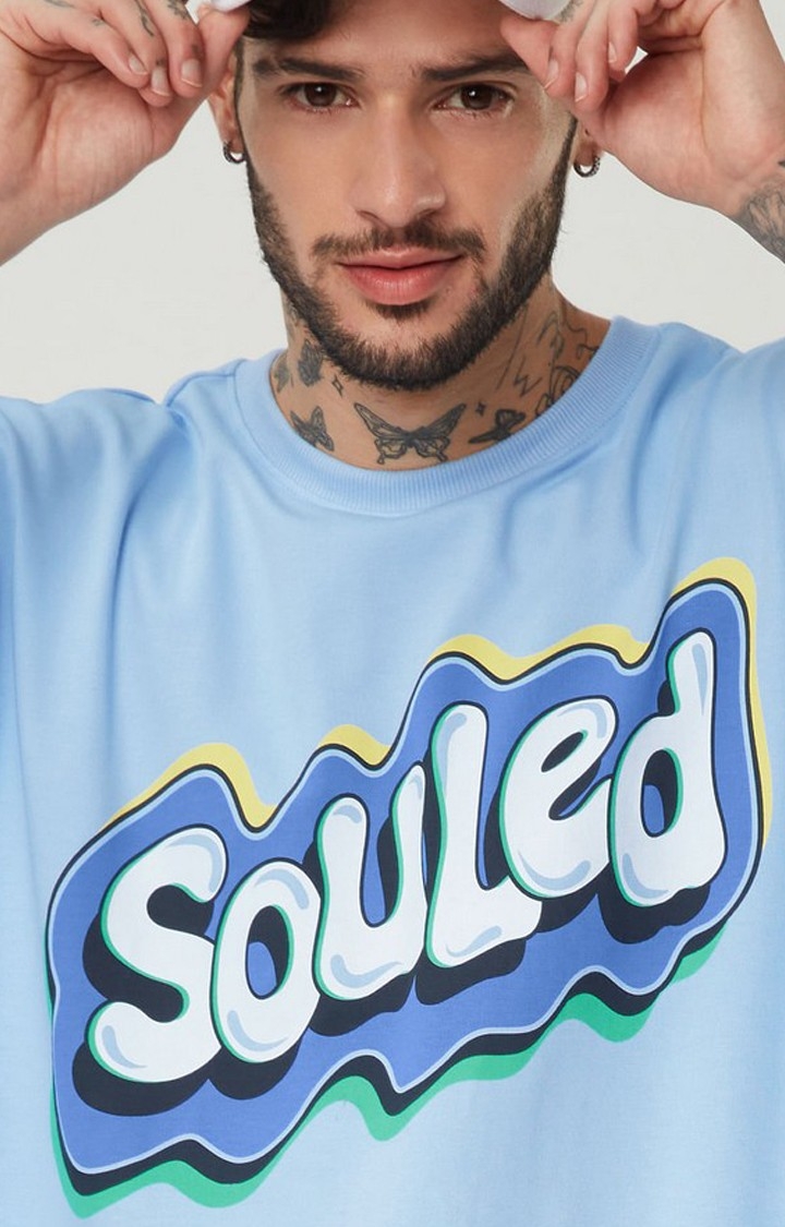Men's TSS Originals: Souled Blue Printed Oversized T-Shirt