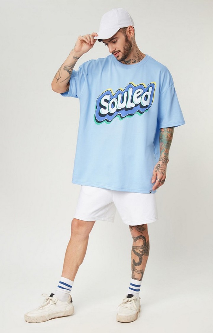 Men's TSS Originals: Souled Blue Printed Oversized T-Shirt