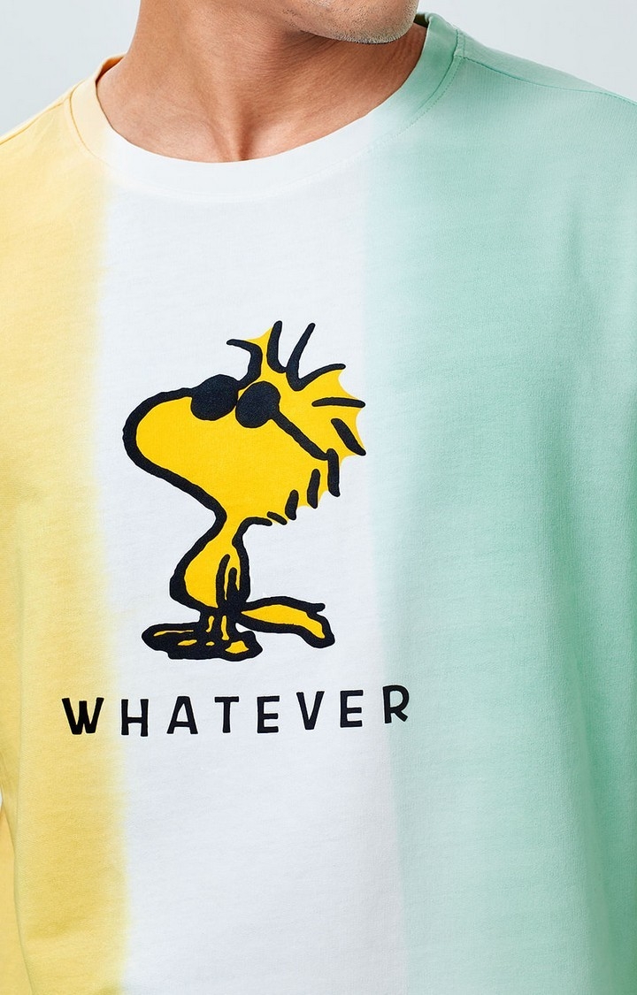 Men's Peanuts: Whatever Multicolour Printed Oversized T-Shirt