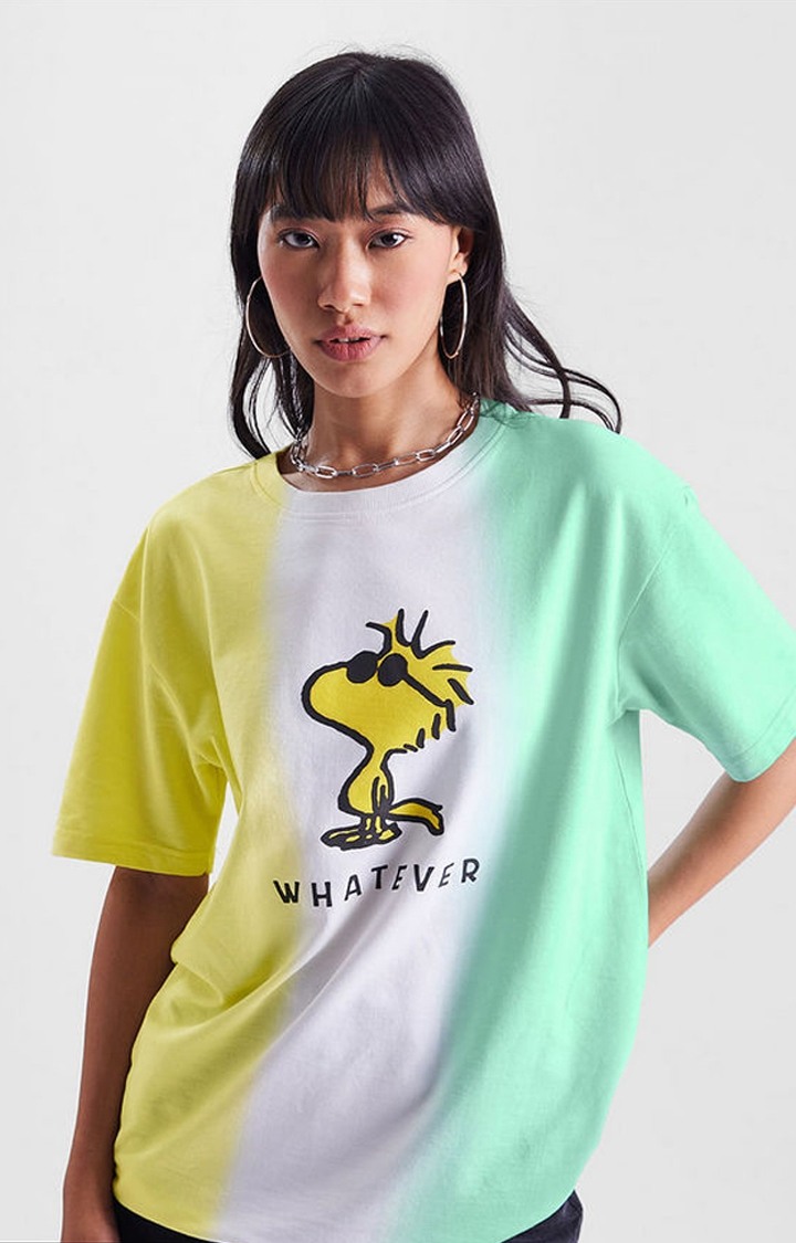 Women's Peanuts: Whatever Multicolour Printed Oversized T-Shirt