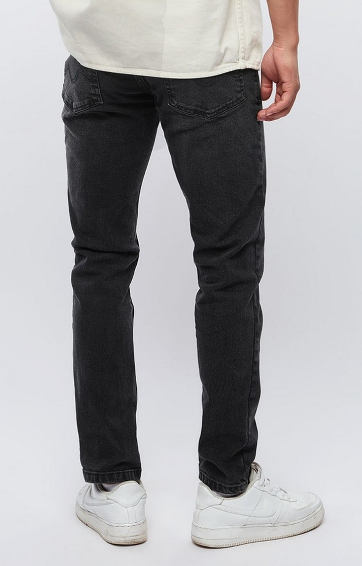 Men's  Grey Cotton Solid Regular Jeans
