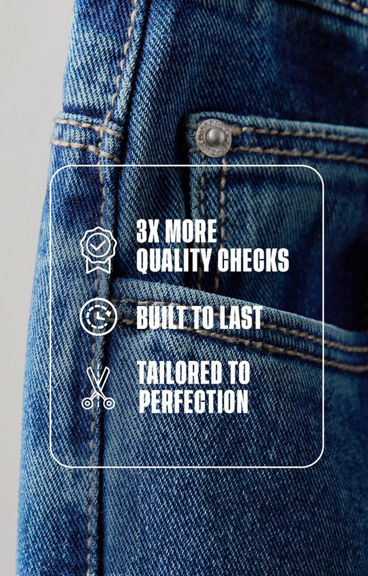 Men's Dark Blue Polycotton Solid Slim Jeans