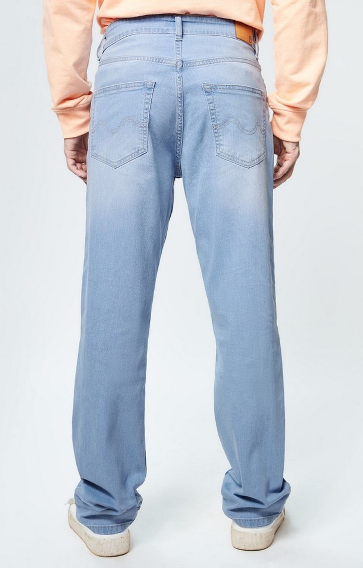 Men's  Blue Cotton Solid Regular Jeans