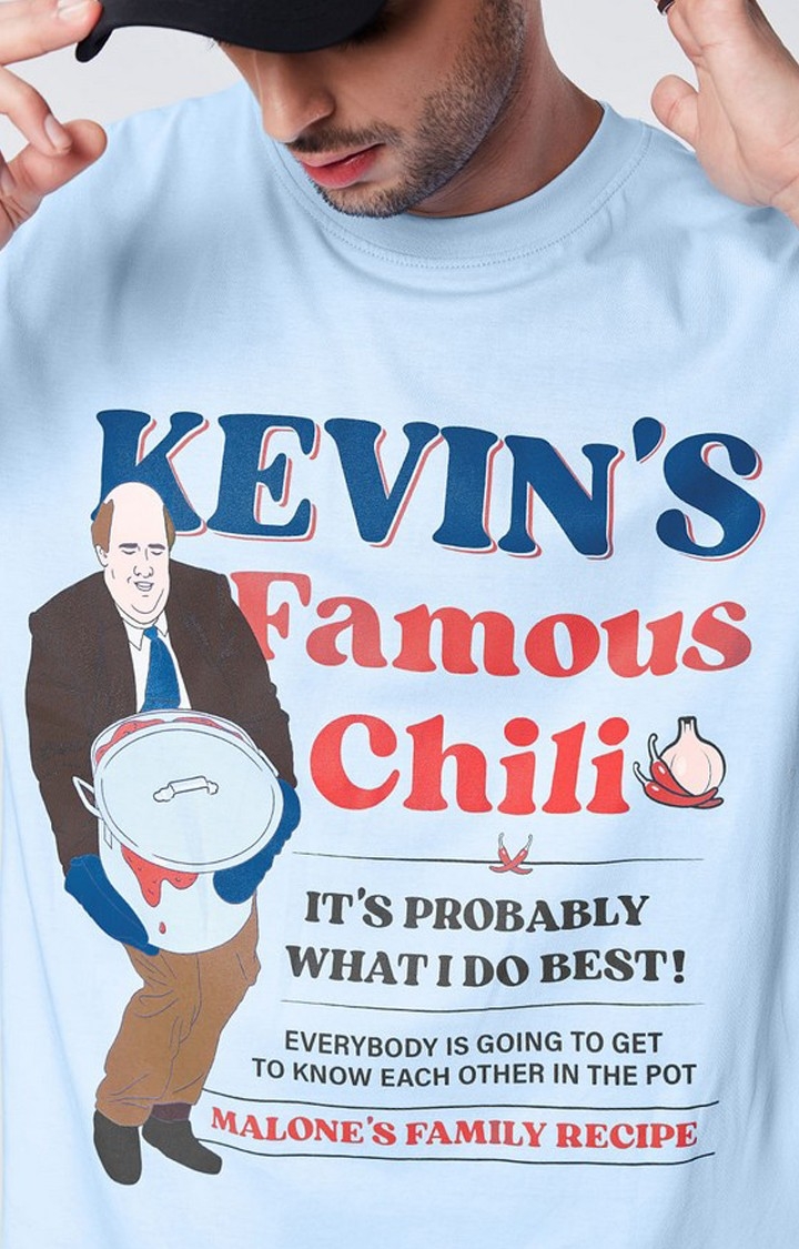 Men's The Office: Kevins's Chili Blue Typographic Printed Regular T-Shirt