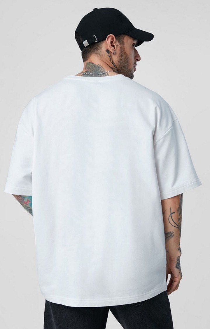 Men's White Solid Oversized T-Shirt