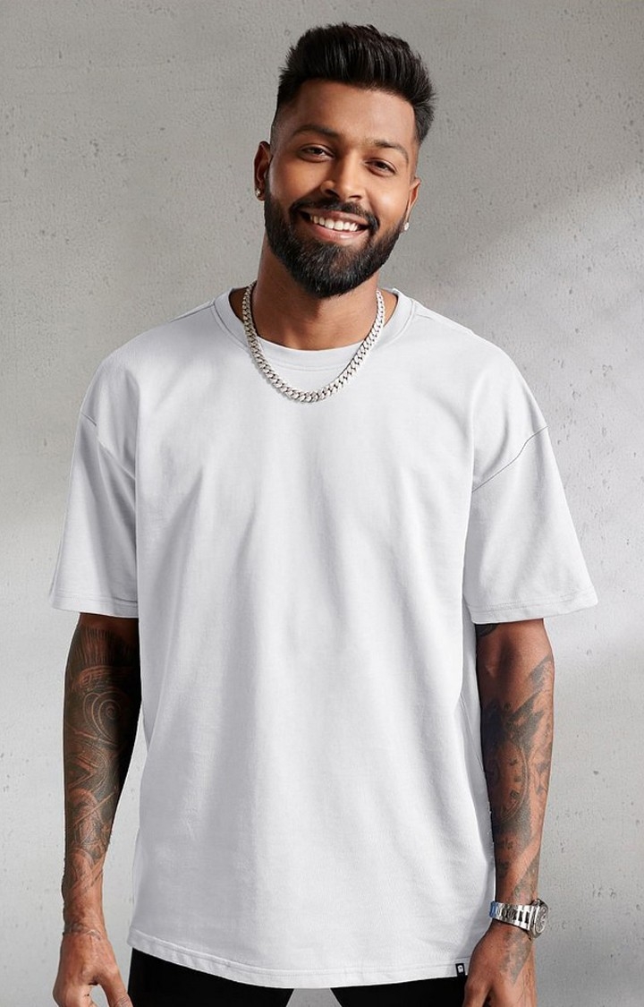 The Souled Store | Men's White Solid Oversized T-Shirt