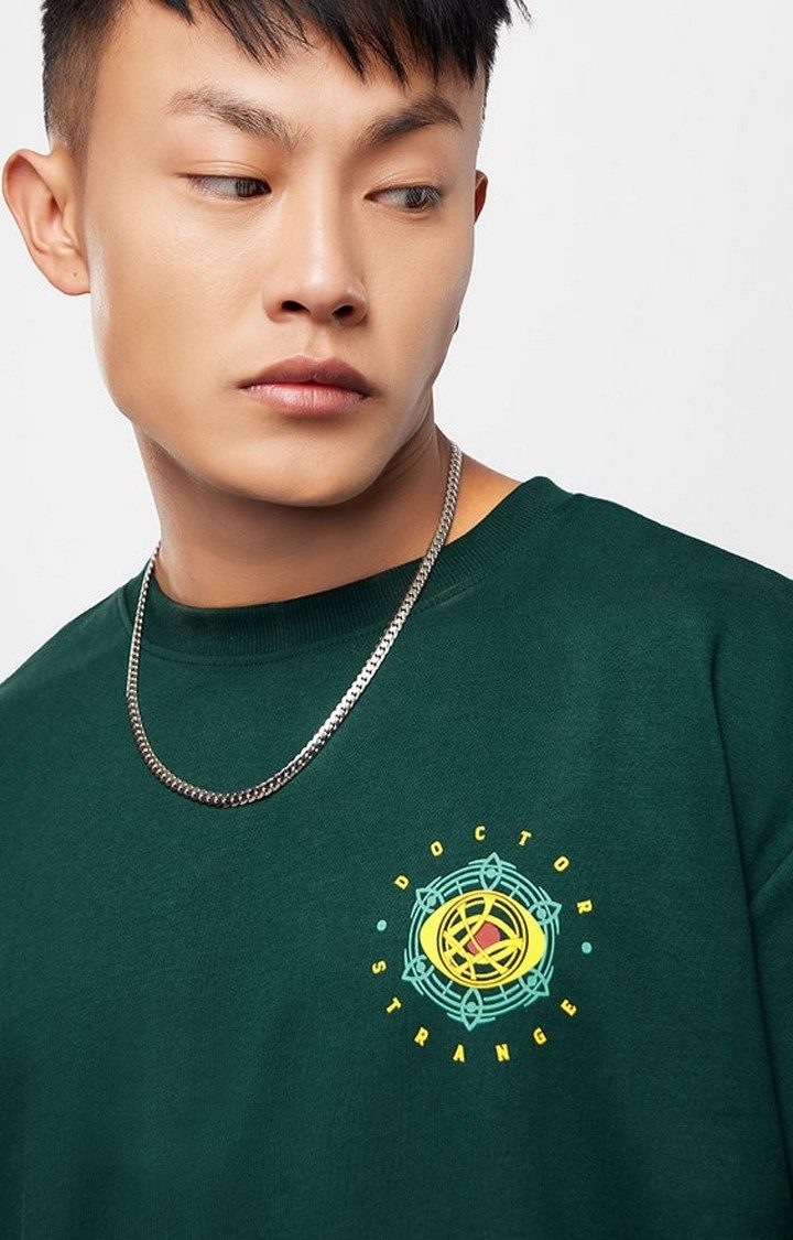 Men's Doctor Strange: Truck Art Green Graphic Printed Oversized T-Shirt