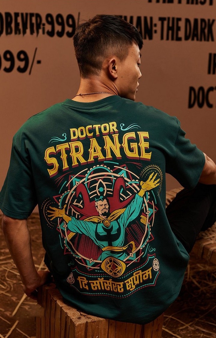 Men's Doctor Strange: Truck Art Green Graphic Printed Oversized T-Shirt