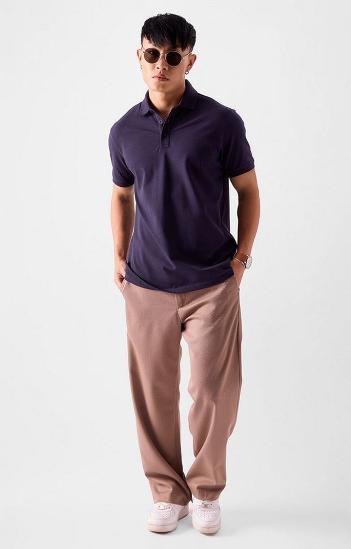 Men's Purple Solid Polo T-Shirts