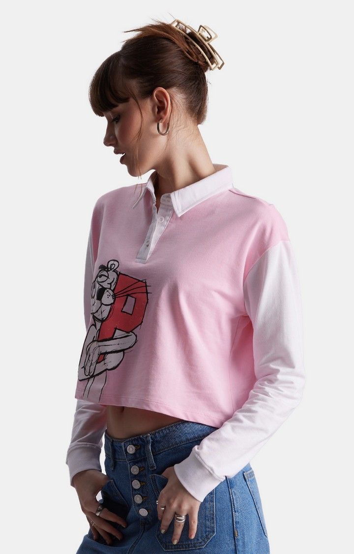 Women's Official Pink Panther Hug Rugby Polos