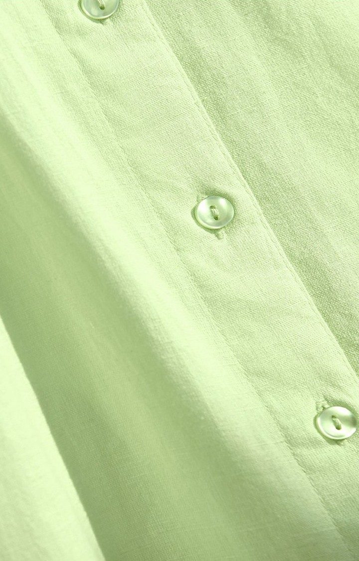 Women's Linen: Lime Green Solid Oversized Shirt