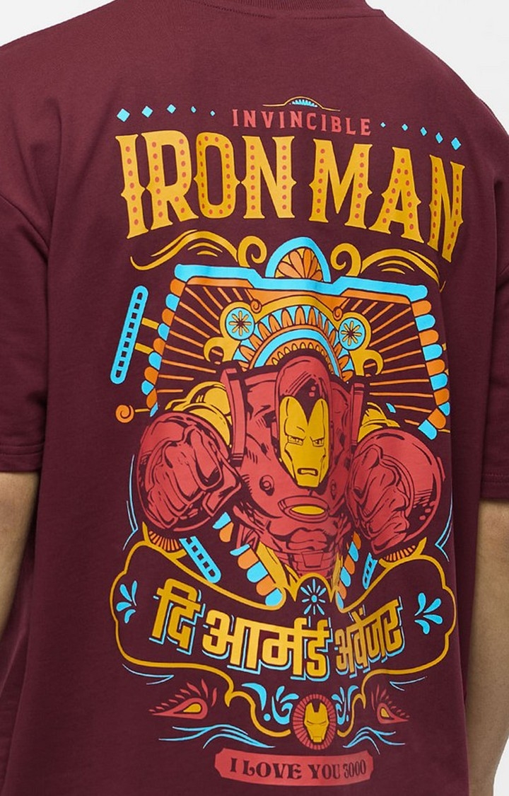 Men's Iron Man: Truck Art Red Graphic Printed Oversized T-Shirt