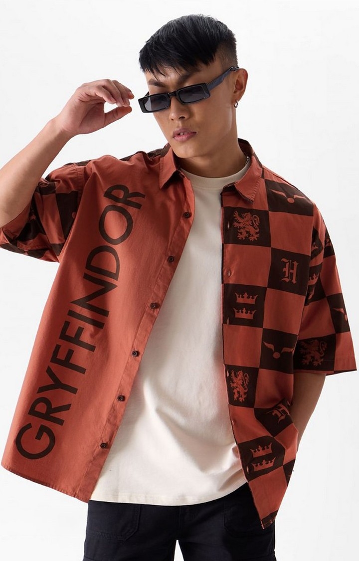 The Souled Store | Men's Harry Potter: Gryffindor Red Printed Oversized Shirt