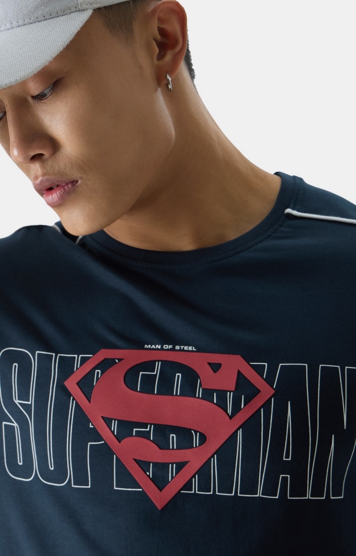 Superman Logo T-shirt Italian Shield Italy Adult Black Tee Shirt
