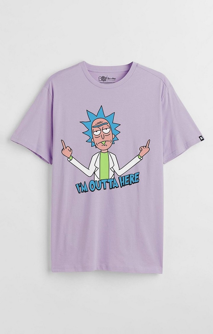 Men's Rick And Morty: Outta Here Purple Printed Regular T-Shirt