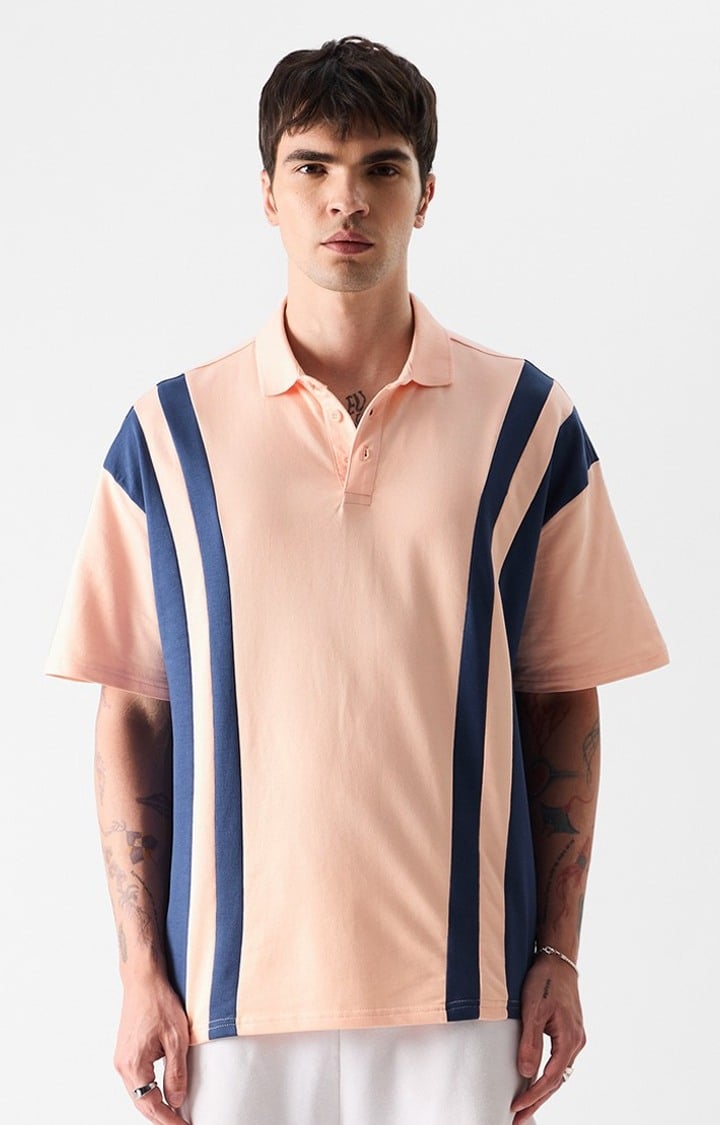 Men's Original Solids Pink & Navy Oversized Polos
