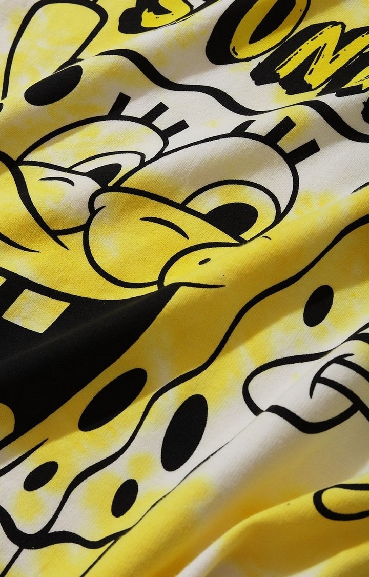 Men's SpongeBob: Let's Go Yellow Tie Dye Printed Oversized T-Shirt