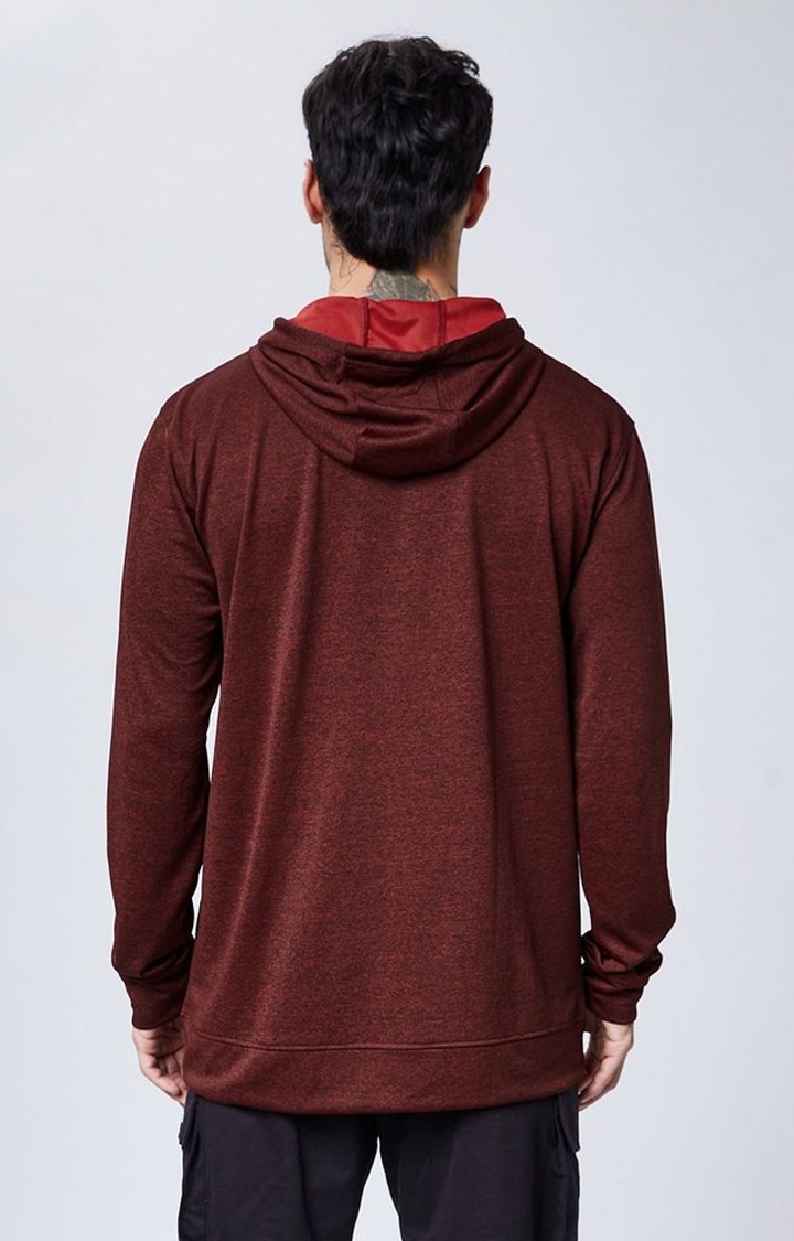 Men's Red Melange Textured Hoodies
