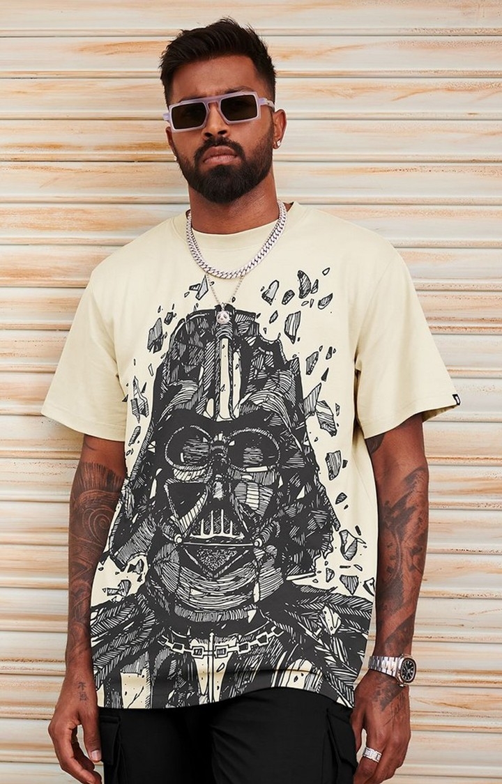 The Souled Store | Men's Star Wars: Darth Vader Beige Printed Regular T-Shirt