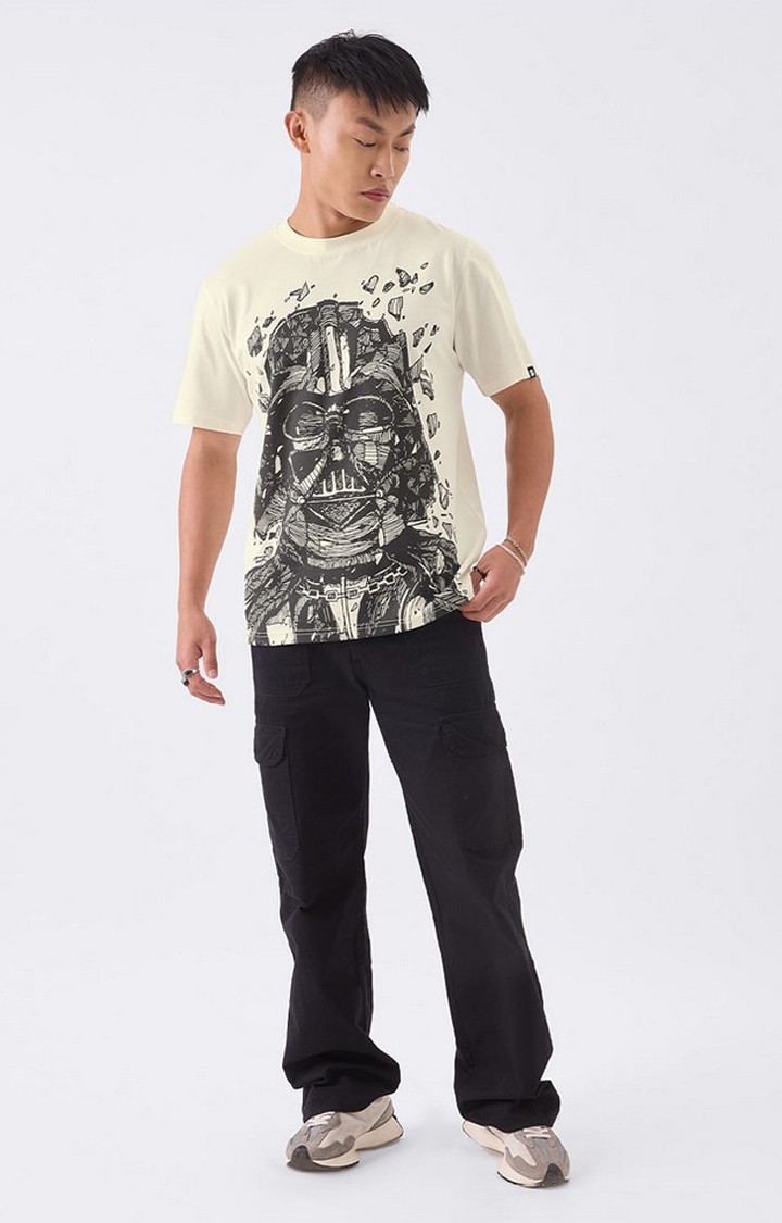 Men's Star Wars: Darth Vader Beige Printed Regular T-Shirt