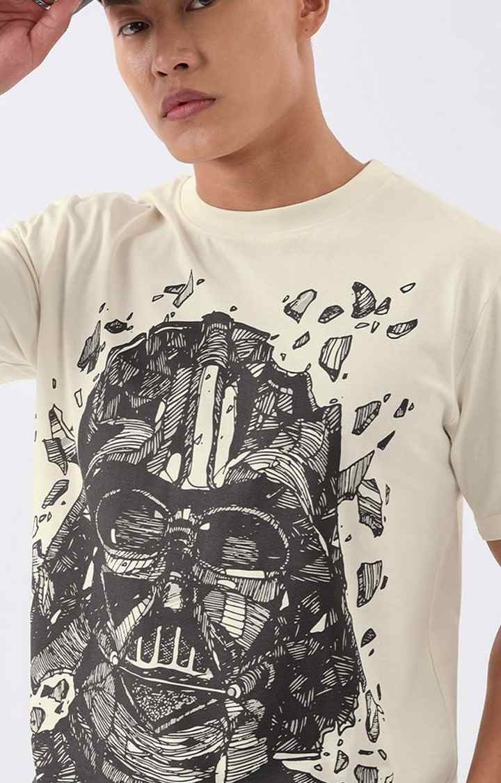 Men's Star Wars: Darth Vader Beige Printed Regular T-Shirt