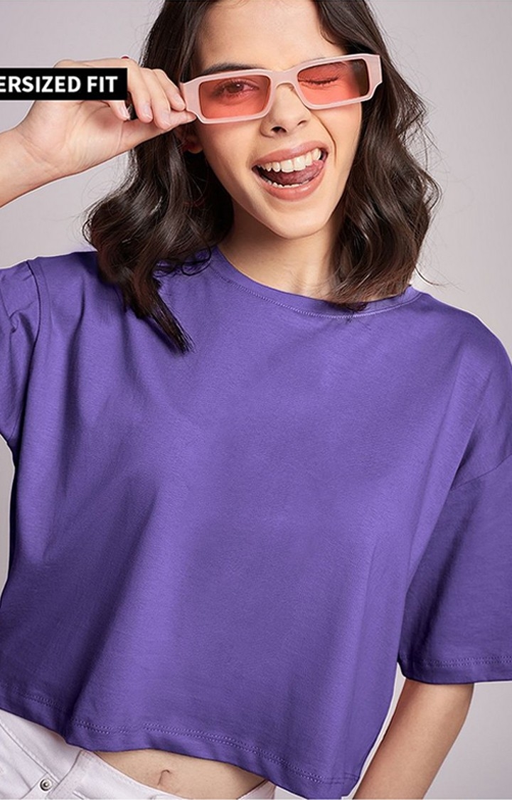 Women's Purple Solid Crop Top