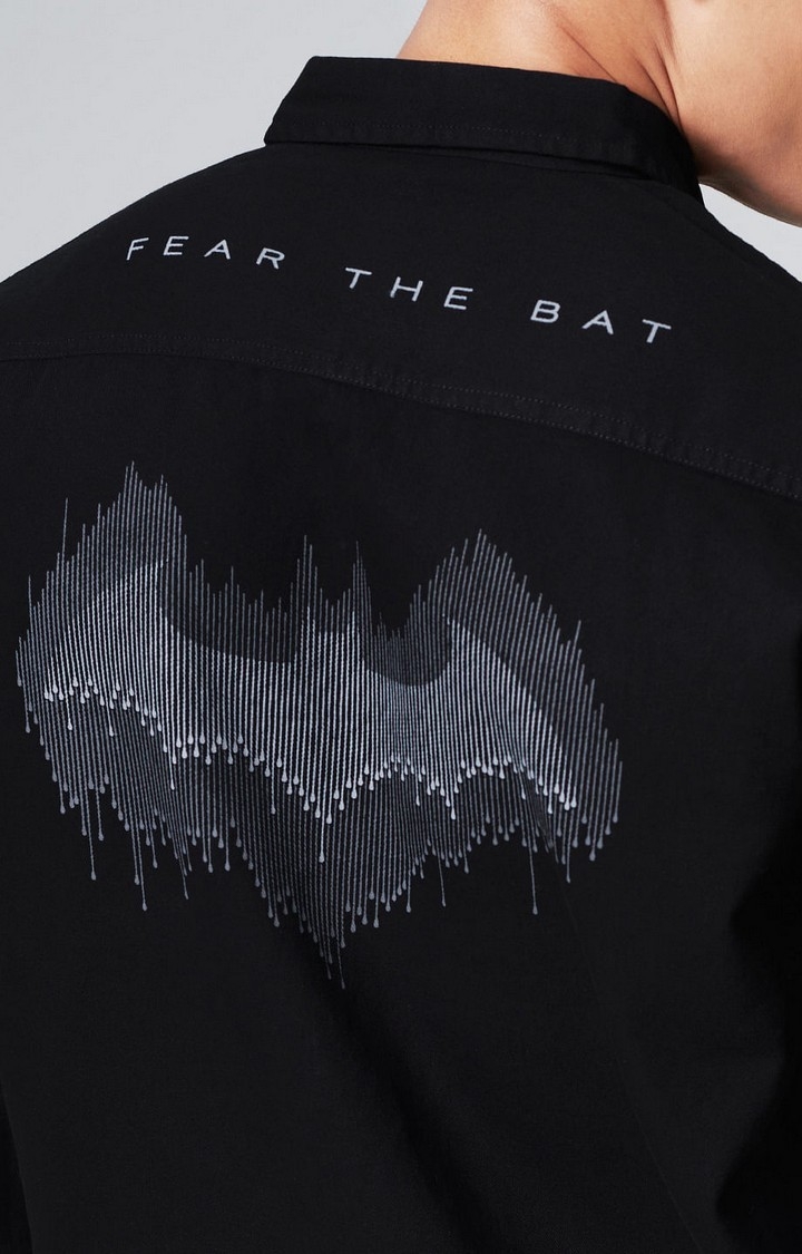 Men's Batman: Fear The Bat Black Printed Casual Shirt