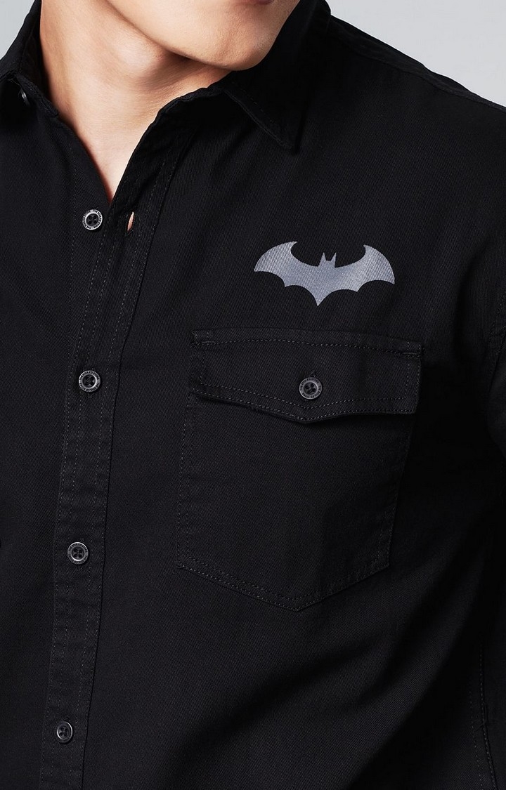 Men's Batman: Fear The Bat Black Printed Casual Shirt