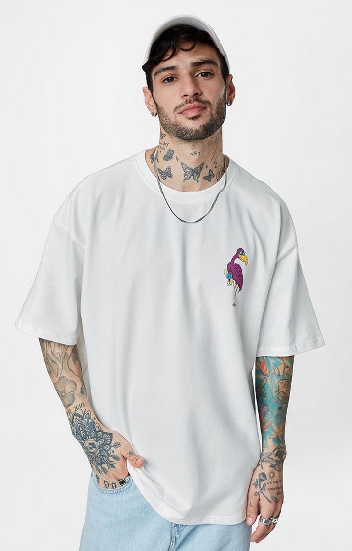Men's TSS Originals: Out Of Office White Graphic Printed Oversized T-Shirt