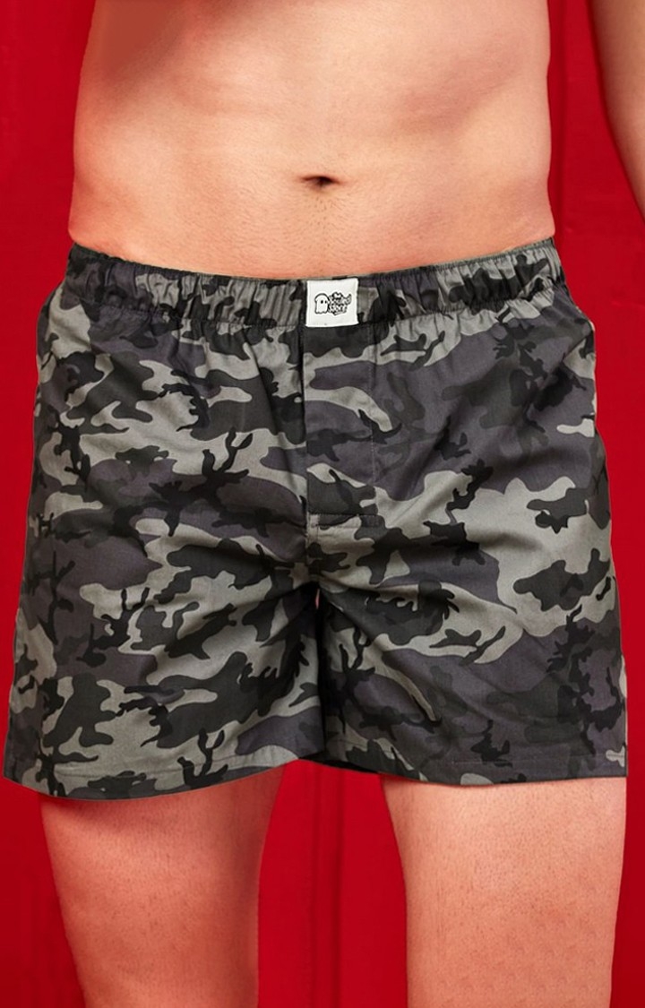 The Souled Store | Men's Muted Camo Grey Cotton Camoflauged Shorts
