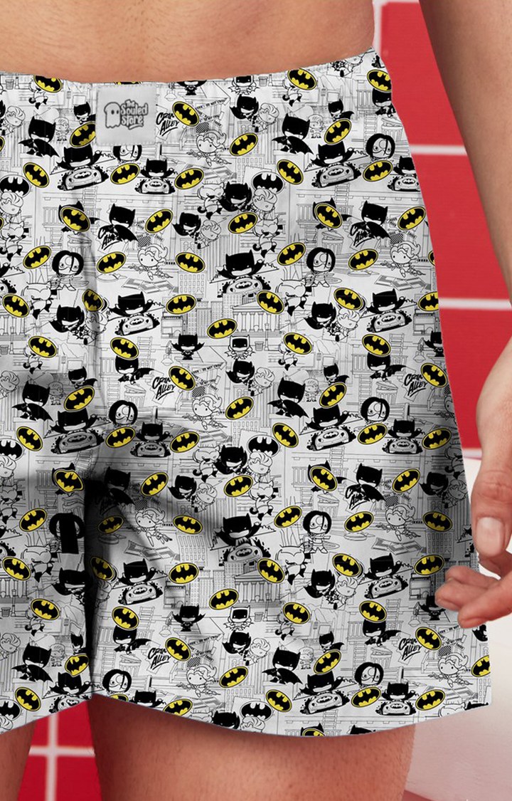 Men's White Cotton Printed Shorts
