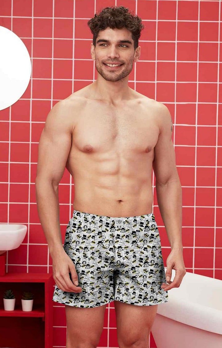 Men's White Cotton Printed Shorts