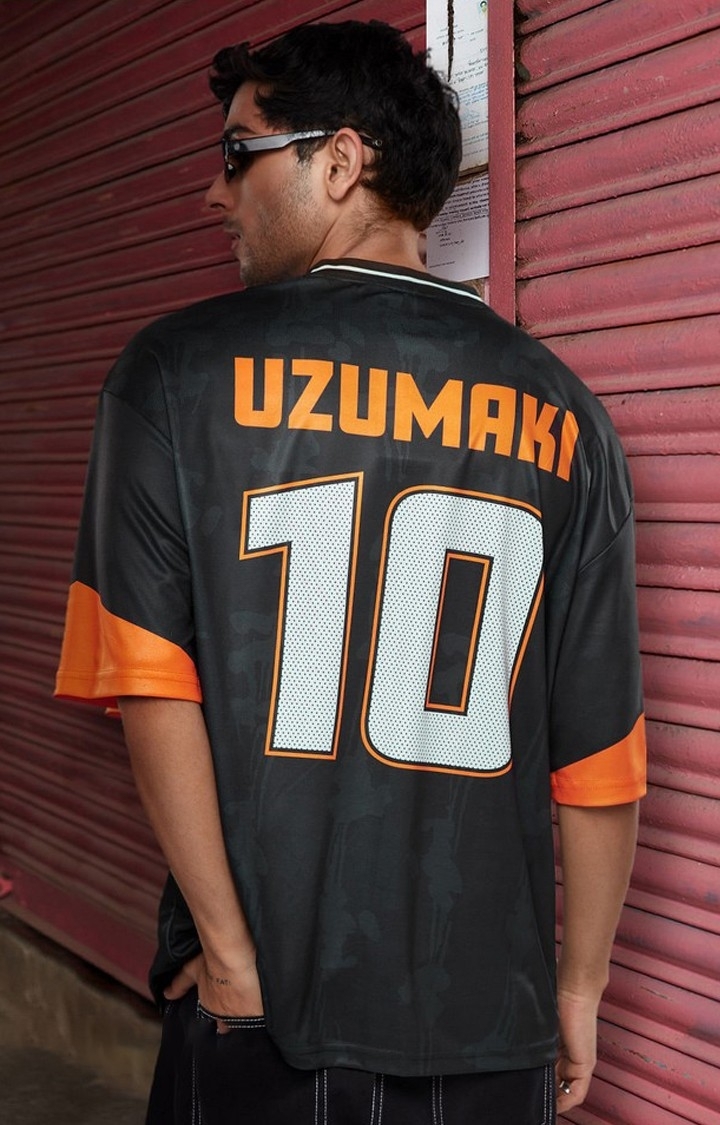 The Souled Store | Men's Naruto: Uzumaki 10 Black Typographic Printed Oversized T-Shirt
