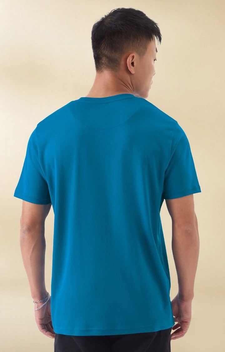 Men's Blue Solid Regular T-Shirt