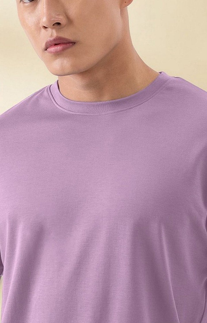 Men's Purple Solid Regular T-Shirt