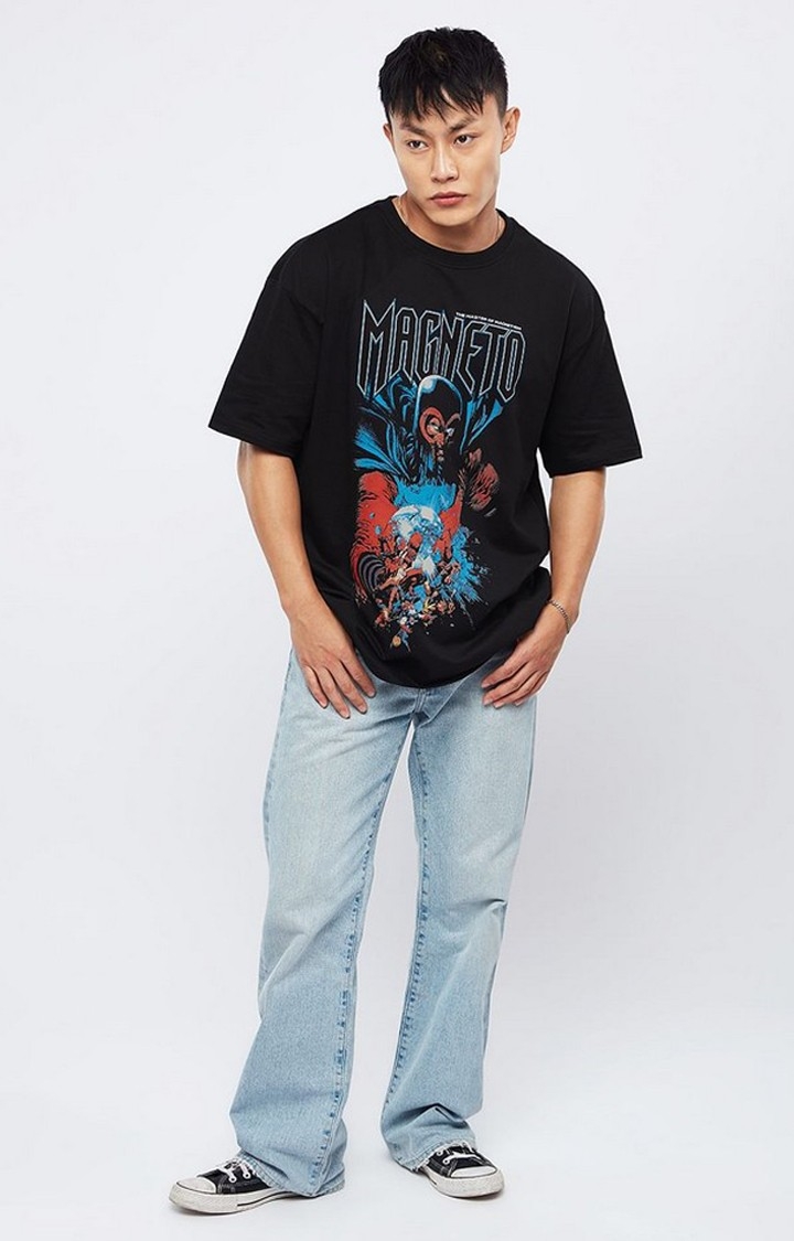 Men's Marvel: Magneto Black Printed Oversized T-Shirt