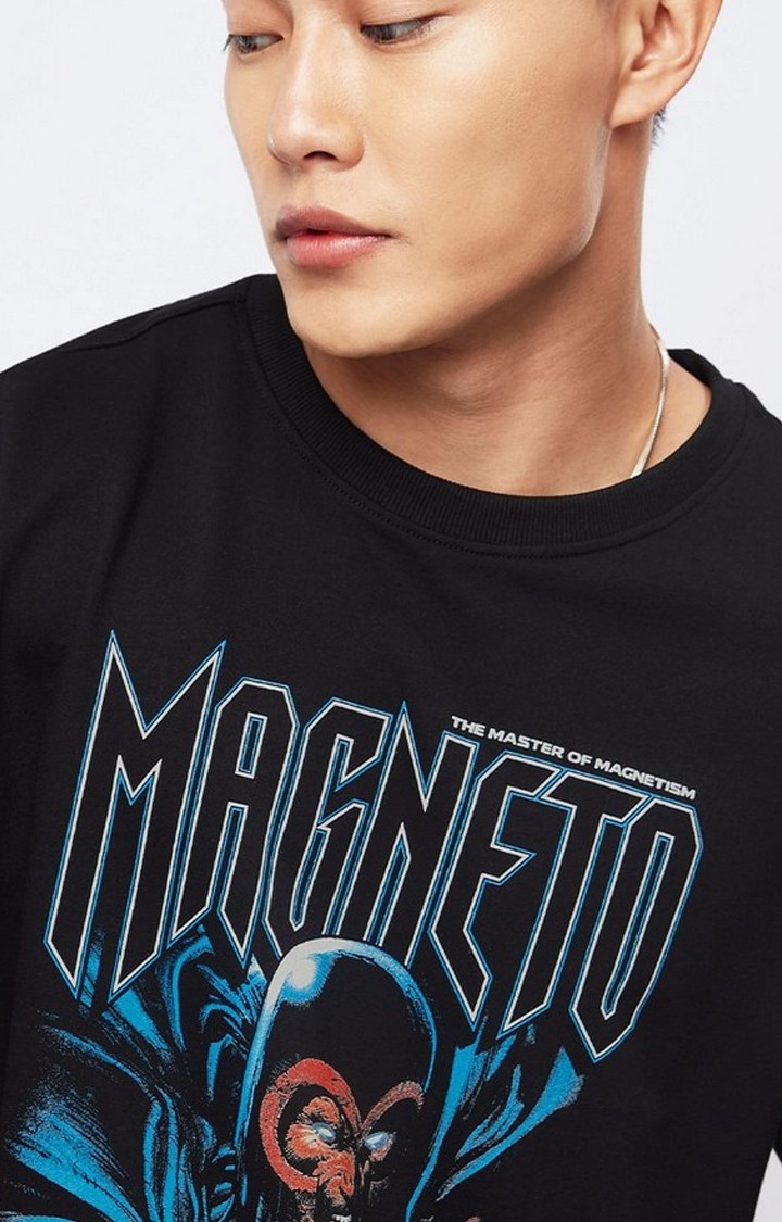 Men's Marvel: Magneto Black Printed Oversized T-Shirt