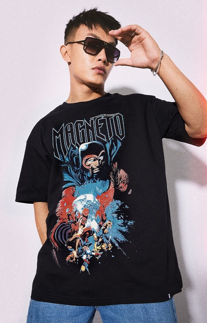 The Souled Store | Men's Marvel: Magneto Black Printed Oversized T-Shirt