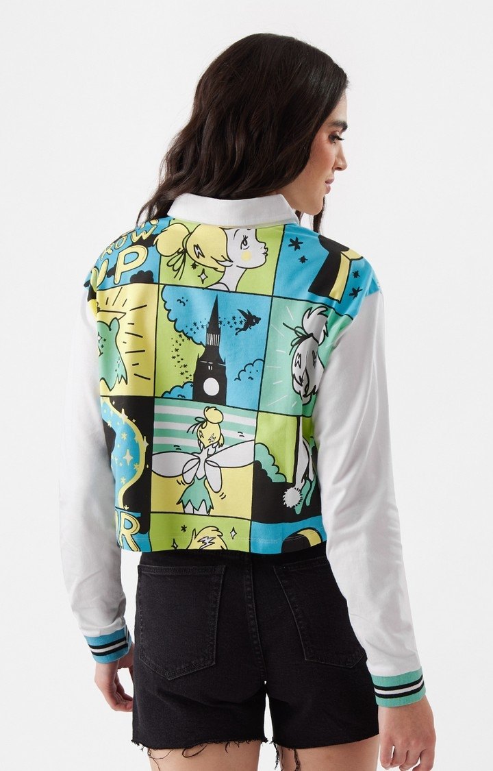 Women's Disney: Tinker Bell Women's Cropped Rugby Polo T-Shirt