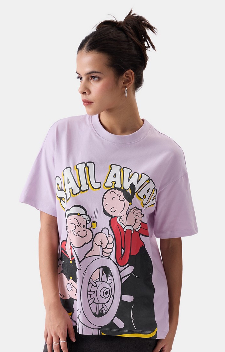 The Souled Store | Women's Official Popeye Sail Away Oversized T-Shirts