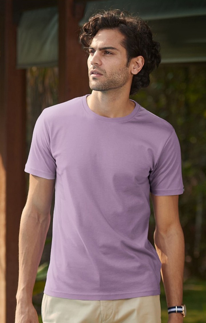 Men's Purple Solid Regular T-Shirt