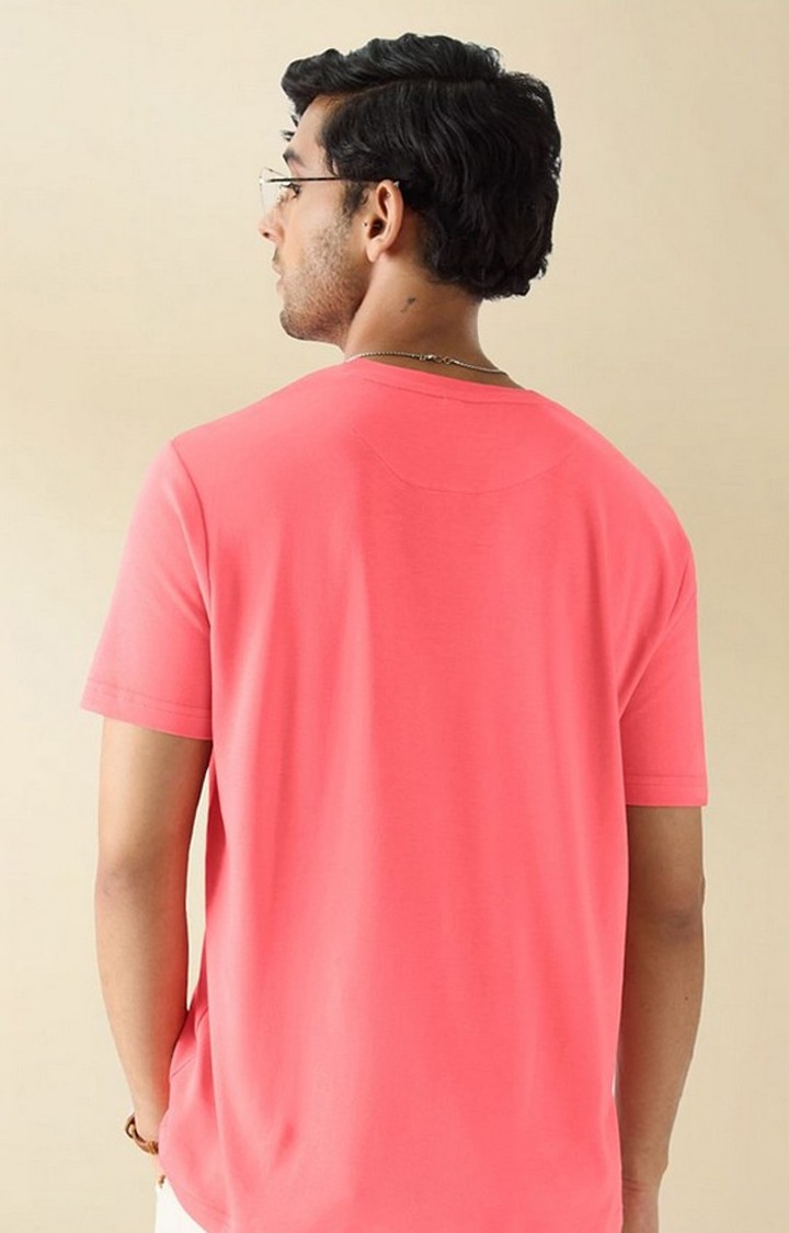 Men's Pink Solid Regular T-Shirt