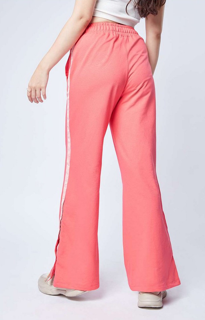 Women's Watermelon Polycotton Solid Flared Formal Trousers