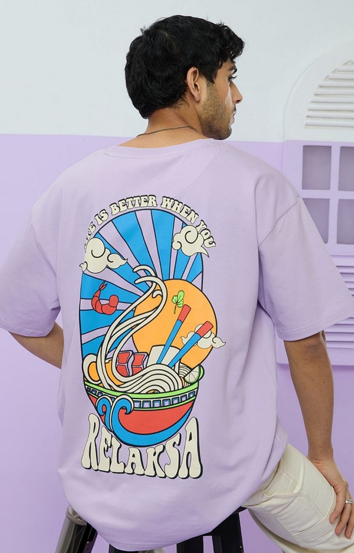 The Souled Store | Men's TSS Originals: Relaksa Purple Graphic Printed Oversized T-Shirt