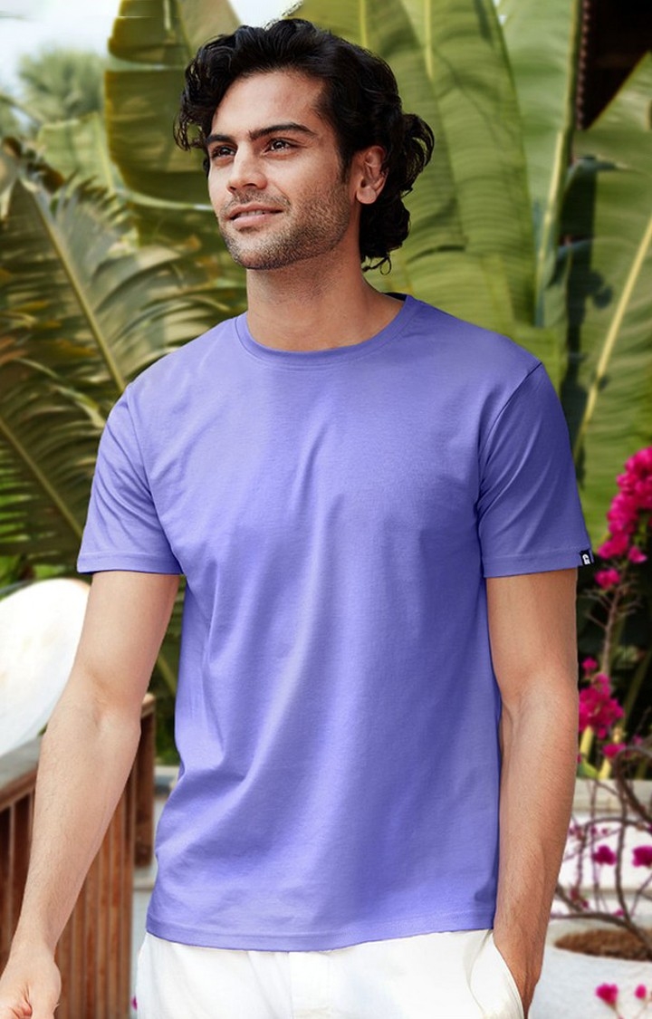 The Souled Store | Men's Blue Solid Regular T-Shirt