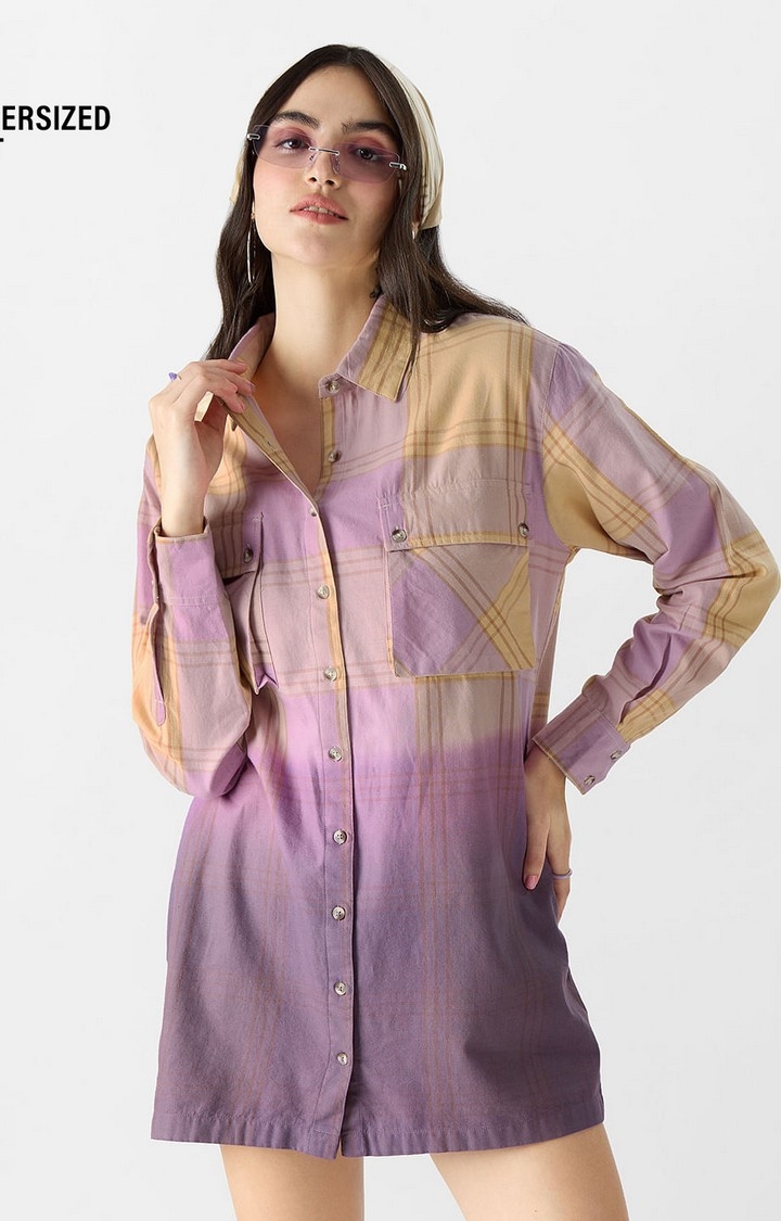 Women's TSS: Purple (Tie Dye) Women's Oversized Shirt Dresses